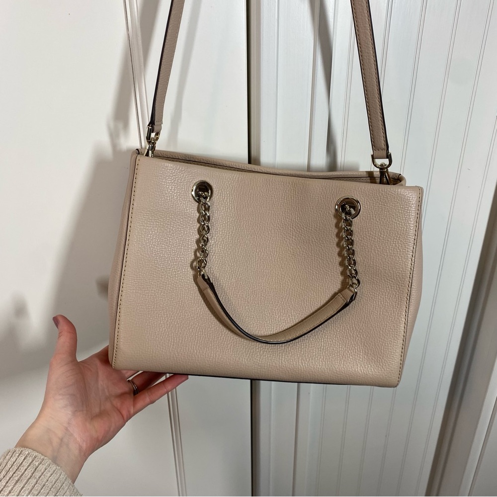 KATE‎ SPADE Jordyn medium chain handle tote bag beige with crossbody strap - Picture 5 of 10